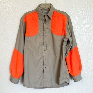 Vintage LL Bean Men’s Briar Shooting Shirt Size Medium Beige Blaze Orange Bird H